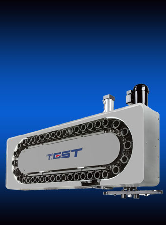 <div>链条凸轮式刀库是定梁龙门加工中心最常用刀库形式</div>
        <div>刀库固定在左侧（或右侧）立柱上</div>
        <div>链条为间歇凸轮驱动，机械手采用3D凸轮换刀机构</div>
        <div>最大刀重：25kg</div>
        <div>刀库容量：32、40</div>
        <div>特殊容量：50、60</div>